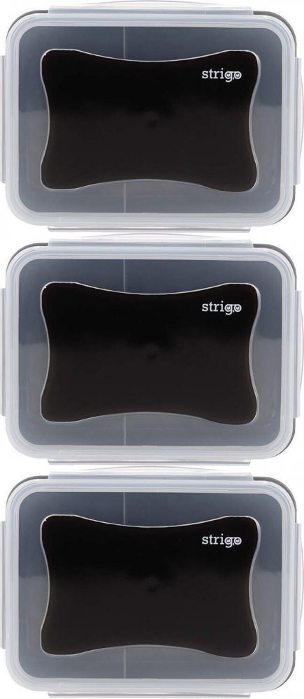 3x Lunchbox Strigo Classic, 16.5x12x6.5cm, transparentny/czarny
