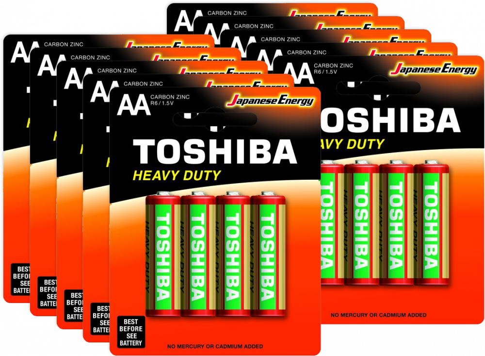 10x Bateria cynkowo-węglowa Toshiba Heavy Duty, AA/R6, 4 sztuki, blister