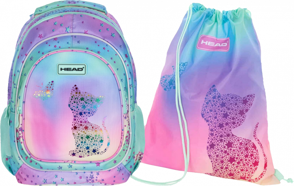 Zestaw: Plecak szkolny Astra AB330 + Worek na buty Head Kitty Ombre, pastelowy
