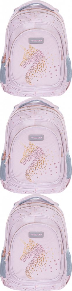 3x Plecak szkolny Head Golden Effect, trzykomorowy, 20l, Rose Gold39x28x15cm