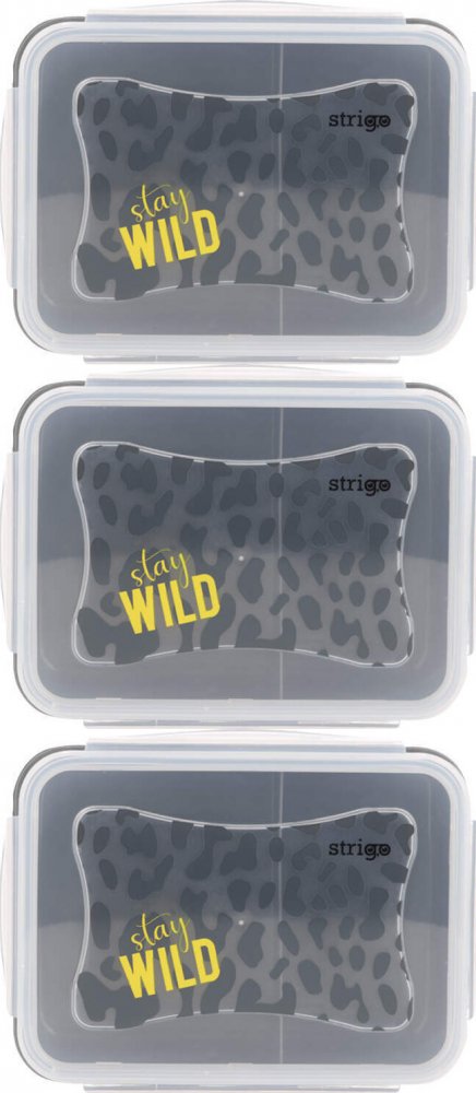 3x Lunchbox Strigo Stay Wild, 16.5x12x6.5cm, transparentny/szary