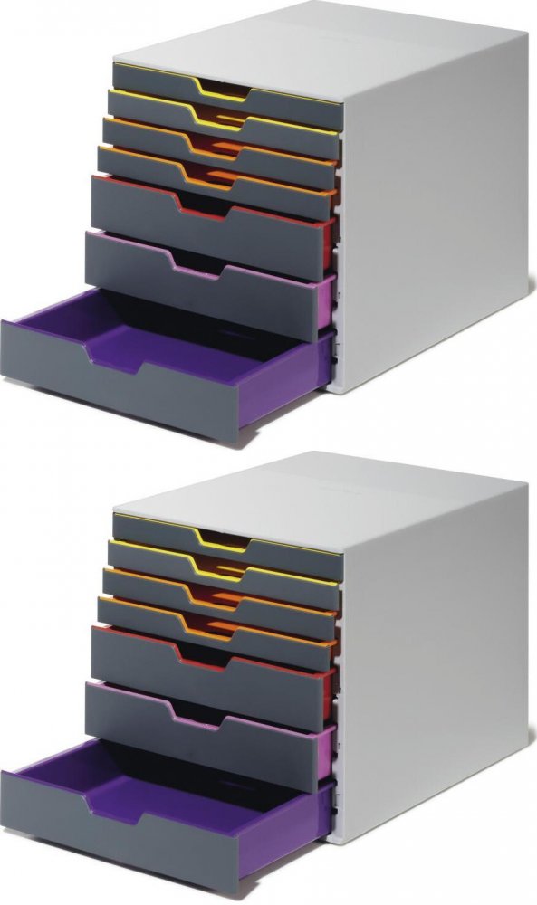 2x Pojemnik na dokumenty Durable Varicolor 7, z 7 kolorowymi szufladami, szary