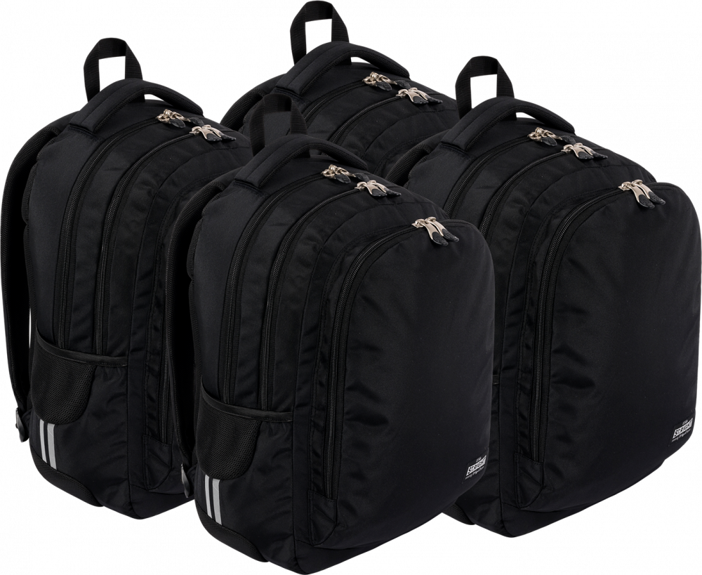 4x Plecak szkolny St. Right BP73 St.Black, trzykomorowy, 25l, 46x31x20cm, czarny