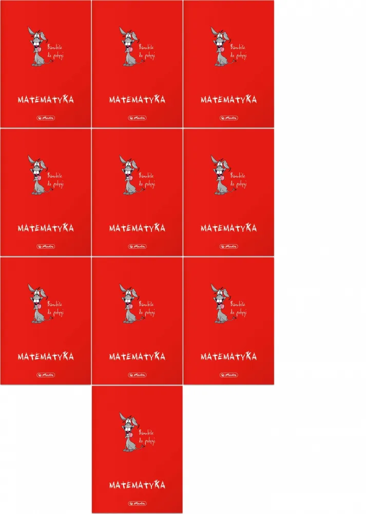 10x Zeszyt przedmiotowy w kratkę Herlitz ECO Matematyka, A5, miękka oprawa, 60 kartek, czerwony