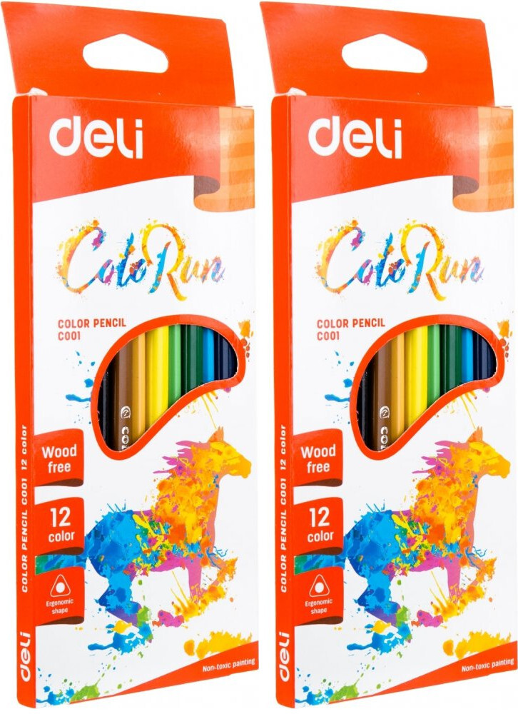 2x Kredki ołówkowe Deli Colorun, 12 sztuk, mix kolorów