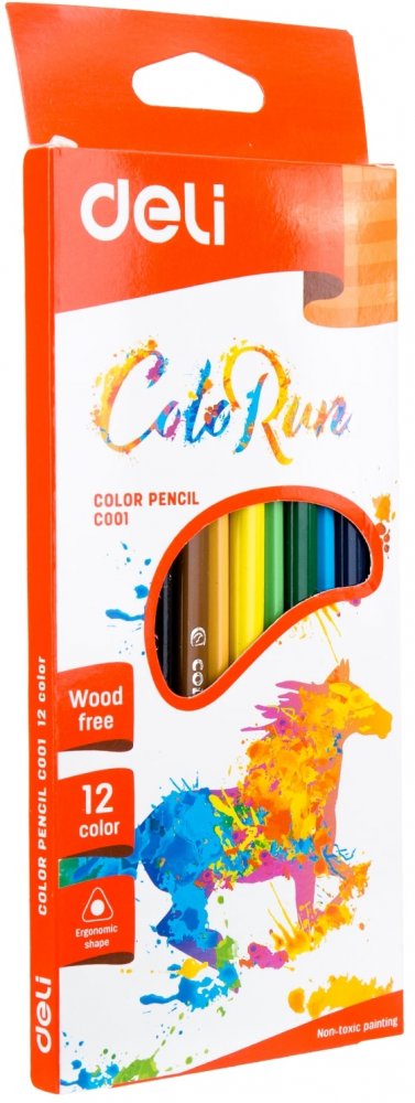 Kredki ołówkowe Deli Colorun, 12 sztuk, mix kolorów