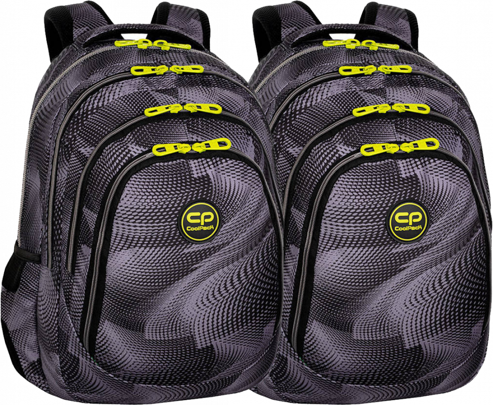2x Plecak szkolny CoolPack Drafter 3 Hurricane, trzykomorowy, 27l, 44.5x32x19cm, szaro-czarny