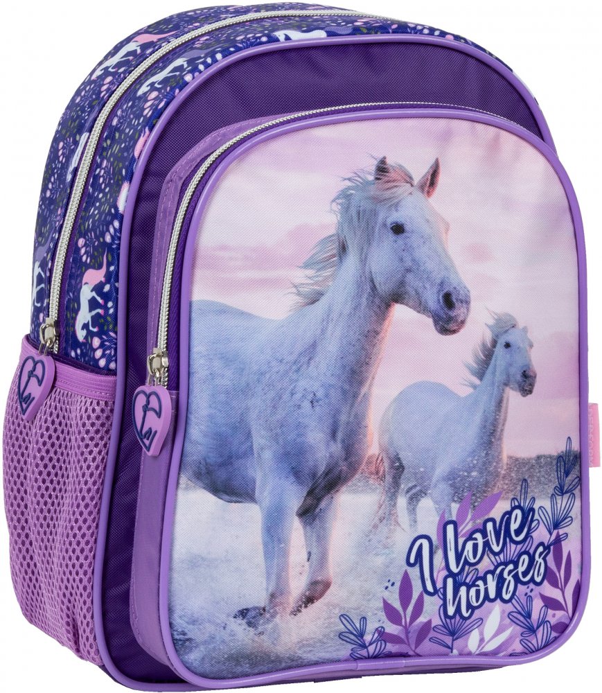 Plecak dla przedszkolaka Derform 11 Konie 25, 9l, 29x23x14cm, fioletowy