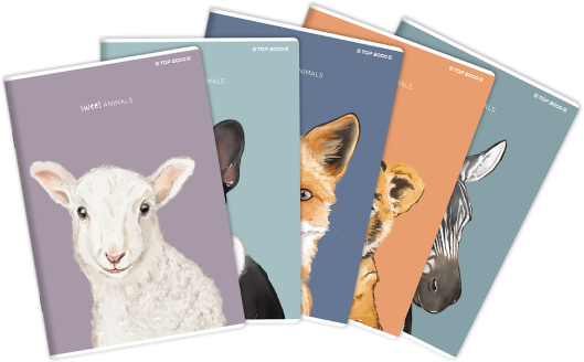 5x Zeszyt w kratkę TOP 2000 Sweet Animal, A5, 60 kartek, mix wzorów