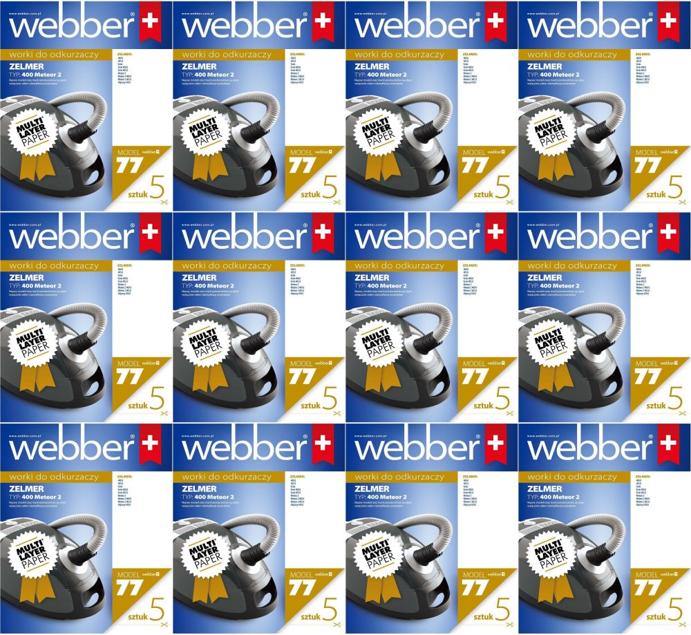 12x Worki do odkurzacza Webber Zelmer Meteor 2 , 5 sztuk, brązowy