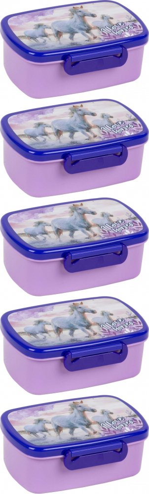 5x Lunchbox Derform A Konie 25, 16.5x10x7cm, fioletowy