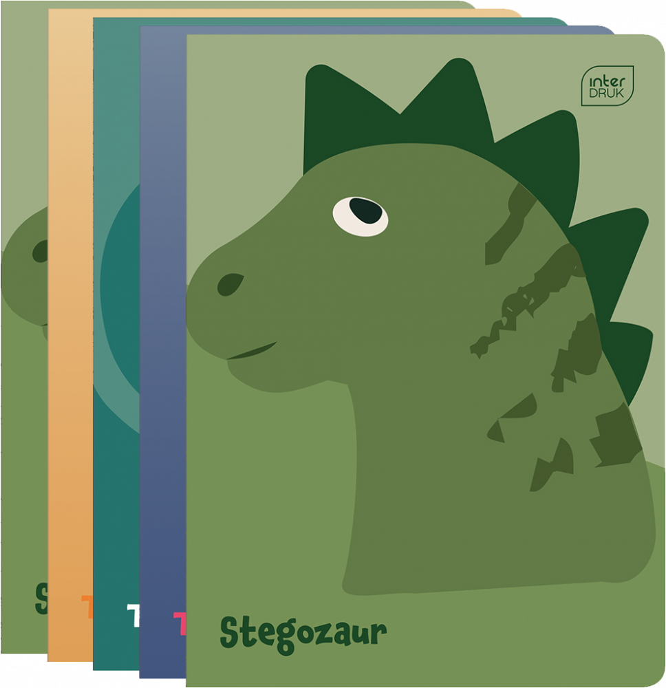 5x Zeszyt w kratkę Interdruk UV Dinozaurus, A5, 16 kartek, mix wzorów