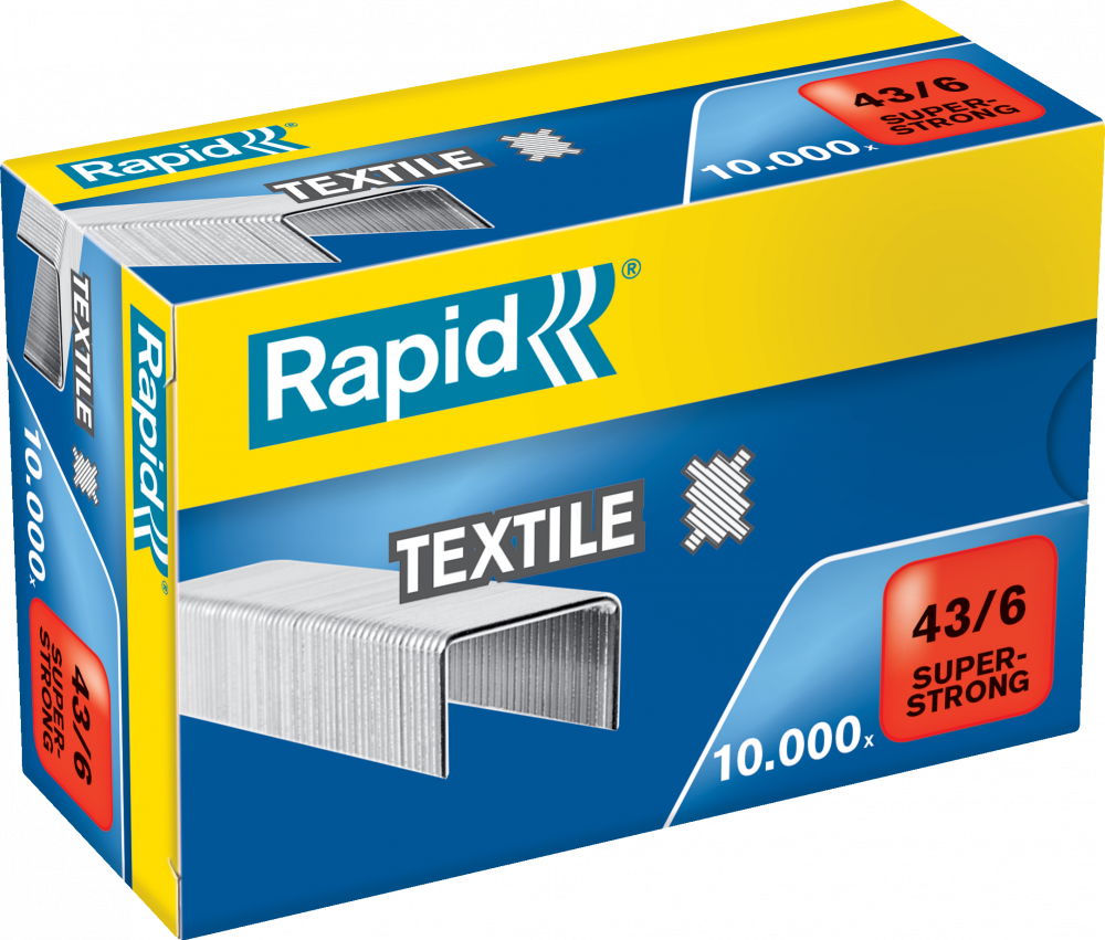 Zszywki Rapid Super Strong, 43/6 10M, 10000 sztuk, srebrny
