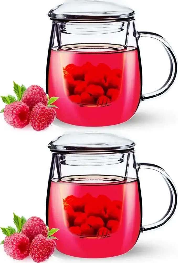 2x Kubek/szklanka z zaparzaczem Altom Design Andrea, 350ml, szkło, przezroczysty