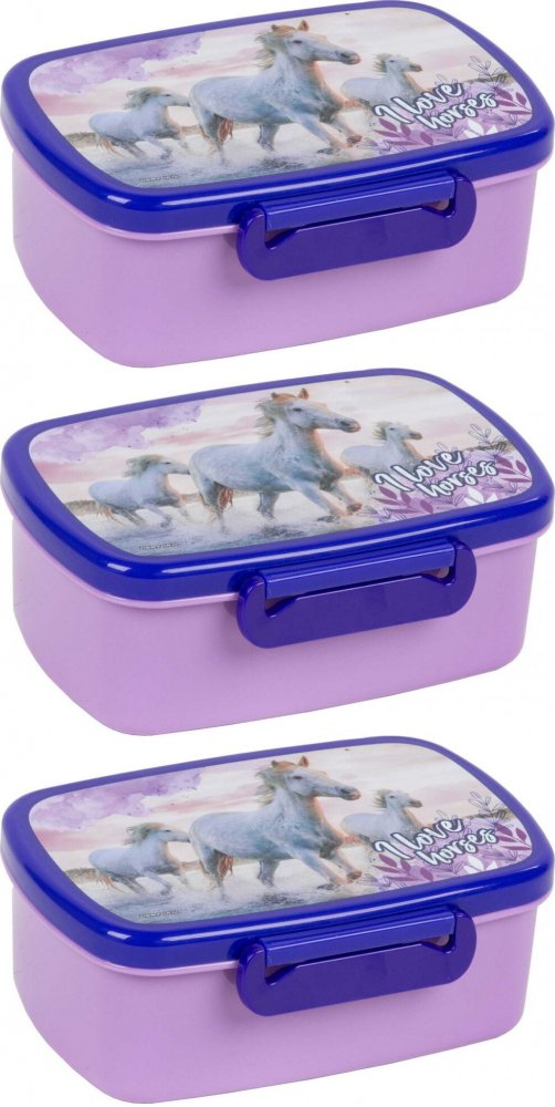 3x Lunchbox Derform A Konie 25, 16.5x10x7cm, fioletowy