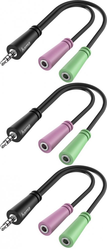 3x Adapter Hama, 3.5mm jack 4PIN - 2x 3.5mm jack