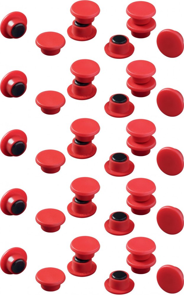 5x Magnesy Durable, 15 mm, 20 sztuk, czerwony