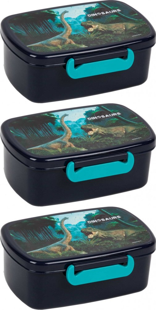 3x Lunchbox Derform A Dinozaur 19, 16.5x10x7cm, niebieski