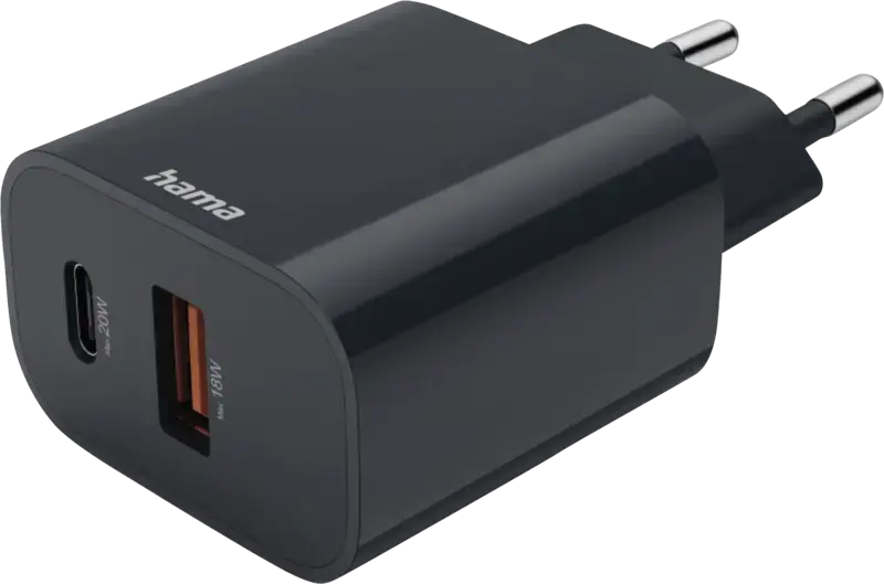 Ładowarka do telefonu Hama, Power Delivery, USB-C/USB-A, 20W, antracyt