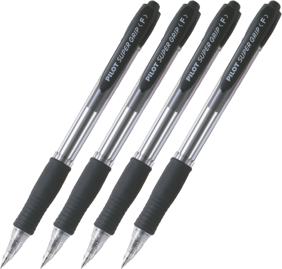 4x Długopis automatyczny Pilot, Super Grip, 0.7mm, czarny