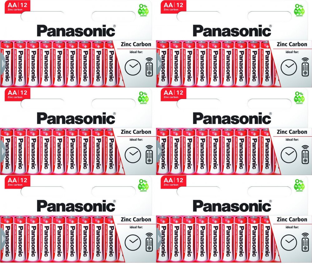 6x Bateria cynkowo-węglowa Panasonic, 1.5V, AA/ R6, 12 sztuk
