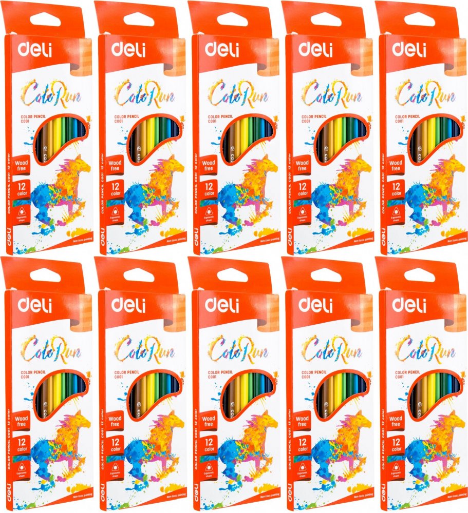 10x Kredki ołówkowe Deli Colorun, 12 sztuk, mix kolorów