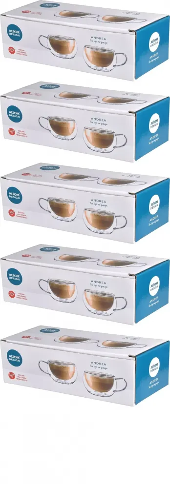 5x Filiżanki termiczne Altom Design Andrea, 300ml, komplet 2 sztuki, przezroczysty
