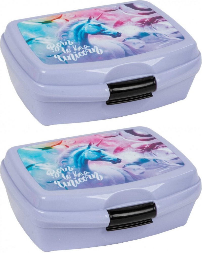 2x Lunchbox Derform Jednorożec 15, 17x13.5x6cm, fioletowy