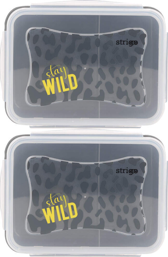 2x Lunchbox Strigo Stay Wild, 16.5x12x6.5cm, transparentny/szary