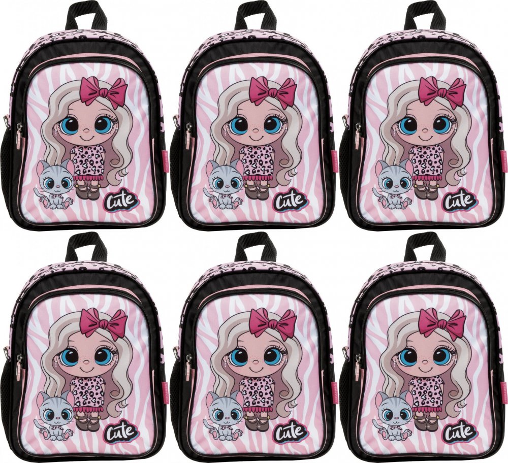 6x Plecak dla przedszkolaka Derform 11 Best Friends 10, jednokomorowy, 9l, 29x23x14cm, różowy