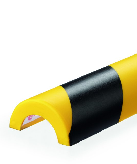 Próbka 15cm: profil ochronny ostrzegawczy Durable P-30, ochrona rur, żółto-czarny