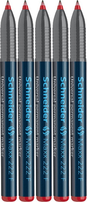 5x Foliopis permanentny Schneider Maxx 222, F, 0.7 mm, czerwony