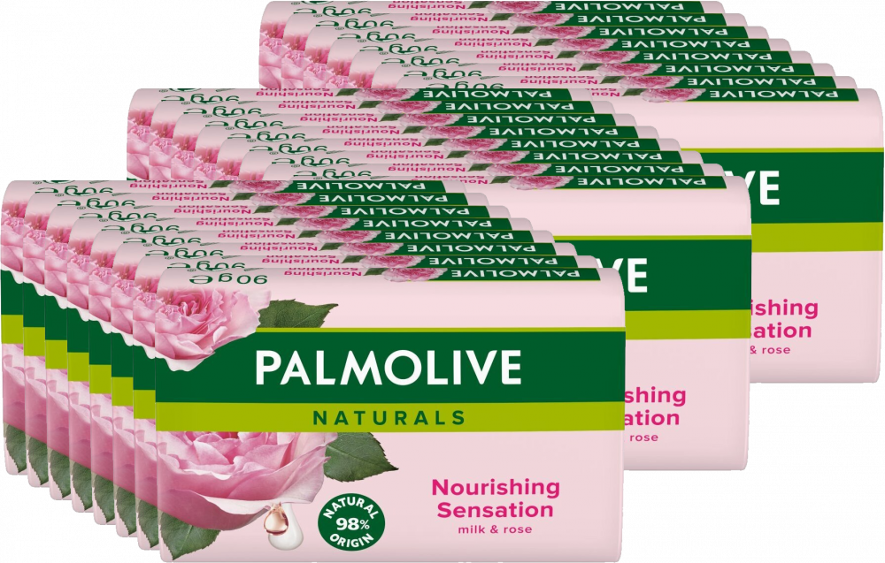 24x Mydło w kostce Palmolive Naturals Milk & Rose Petals, mleko i róża, 90g