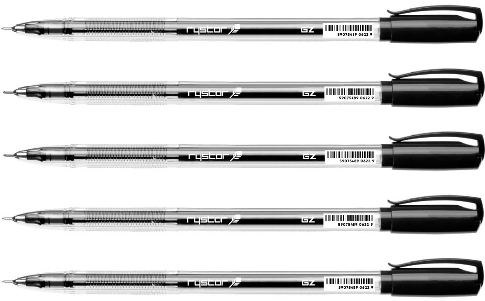 5x Długopis żelowy Rystor, GZ-031, 0.5mm, czarny
