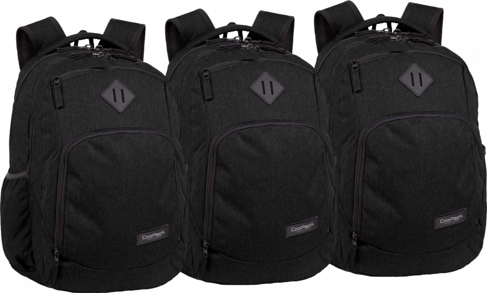 3x Plecak szkolny CoolPack Break Snow Black, dwukomorowy, 29l, 44x32x19cm, czarny