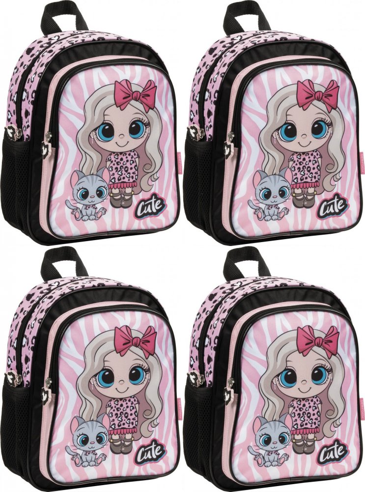 4x Plecak dla przedszkolaka Derform 11 Best Friends 10, jednokomorowy, 9l, 29x23x14cm, różowy