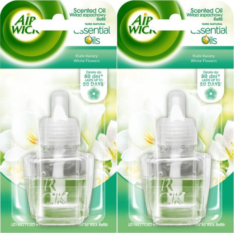 2x Wkład do odświeżacza powietrza Air Wick Essential Oils, białe kwiaty, 19ml
