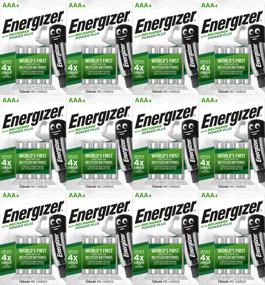 12x Akumulator Energizer Power Plus, AAA, HR03, 1.2V, 700mAh, 4 sztuki