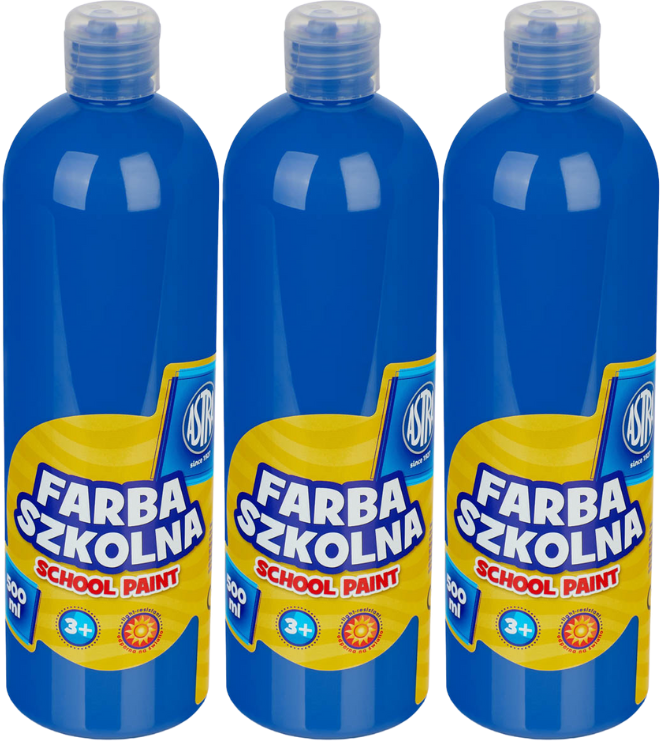 3x Farba plakatowa Astra, 500ml, ciemnoniebieski