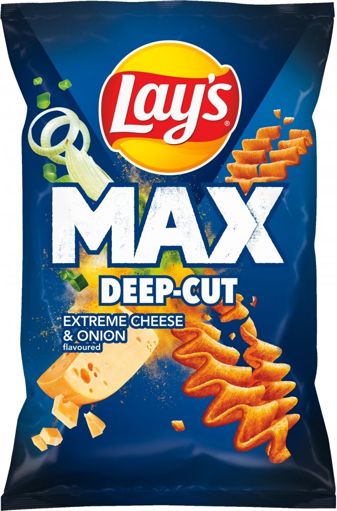 Outlet: WAŻNY DO 2025-05-25 Chipsy Lay's Max Deep Cut Extreme Cheese & Onion, ser i cebulka, 120g