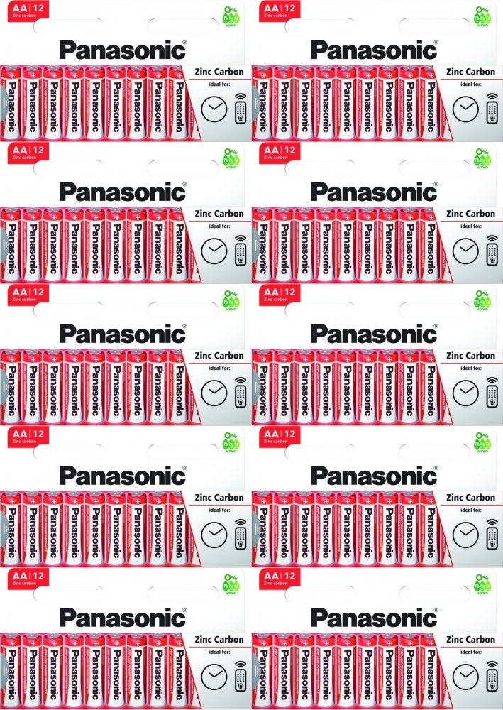 10x Bateria cynkowo-węglowa Panasonic, 1.5V, AA/ R6, 12 sztuk