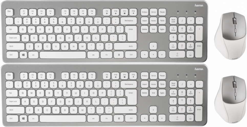 2x Zestaw bezprzewodowy Hama KMW-700, klawiatura + mysz, biały