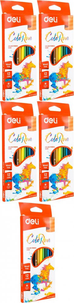 5x Kredki ołówkowe Deli Colorun, 12 sztuk, mix kolorów