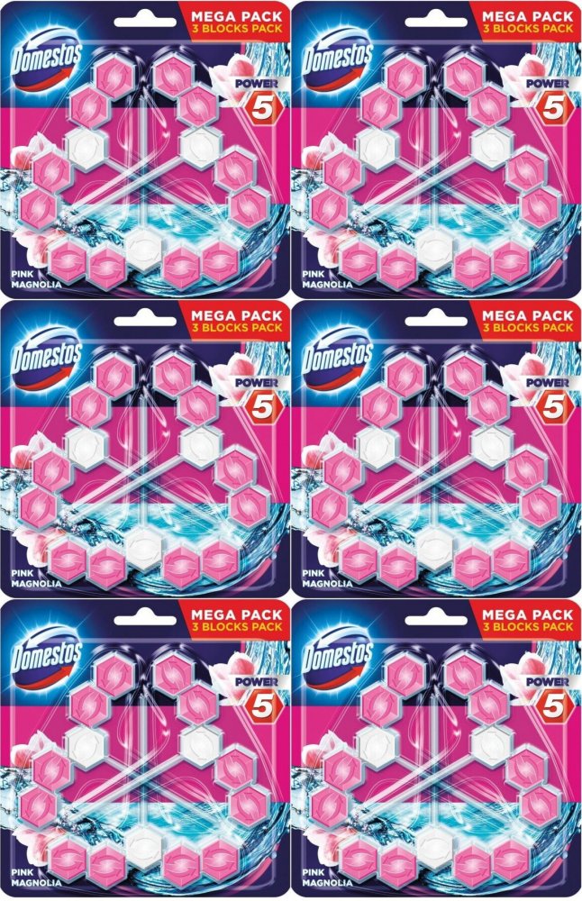 6x Zawieszka do WC Domestos Power 5, magnolia, 3x55g