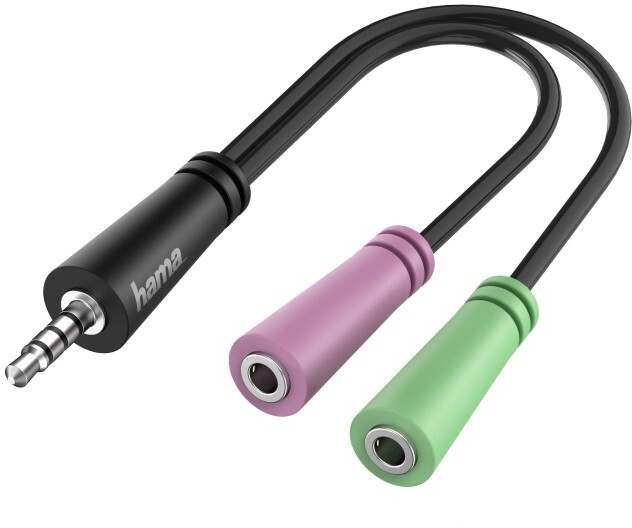Adapter Hama, 3.5mm jack 4PIN - 2x 3.5mm jack