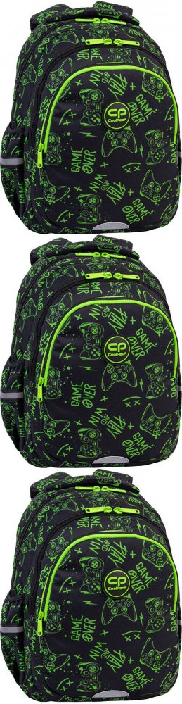3x Plecak szkolny CoolPack Jerry Game Night, dwukomorowy, 21l, 39x28x15cm