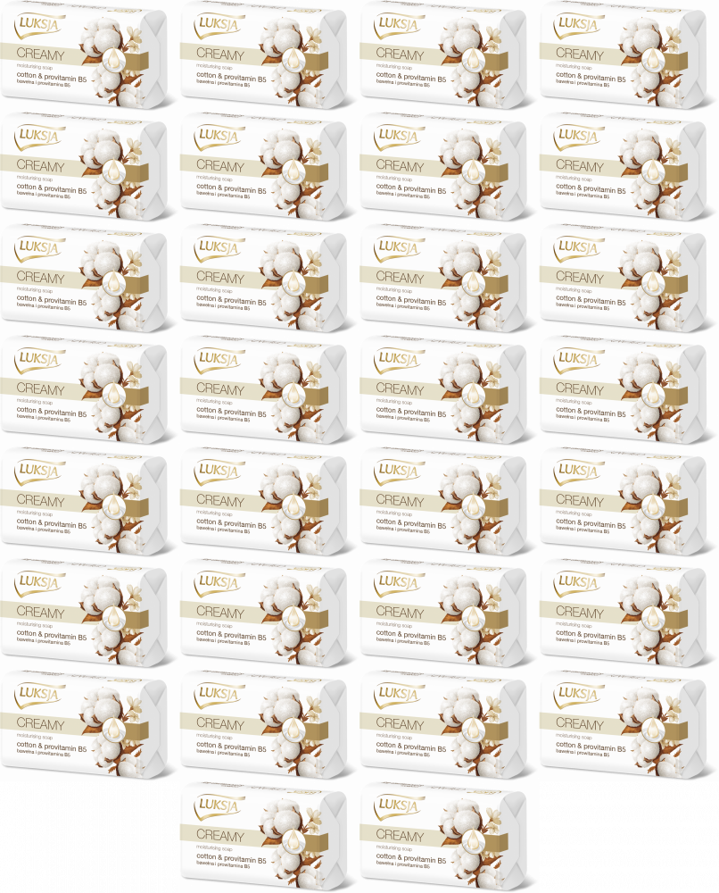 72x Mydło w kostce Luksja Creamy Cotton, 90g