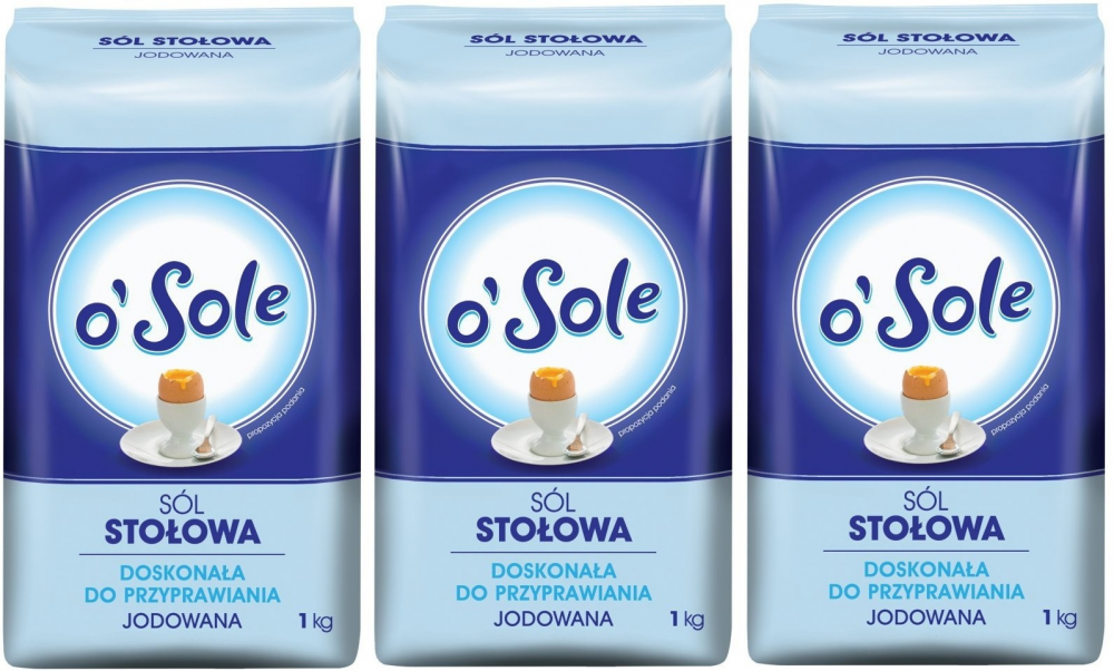 3x sól stołowa jodowana o'Sole, 1kg