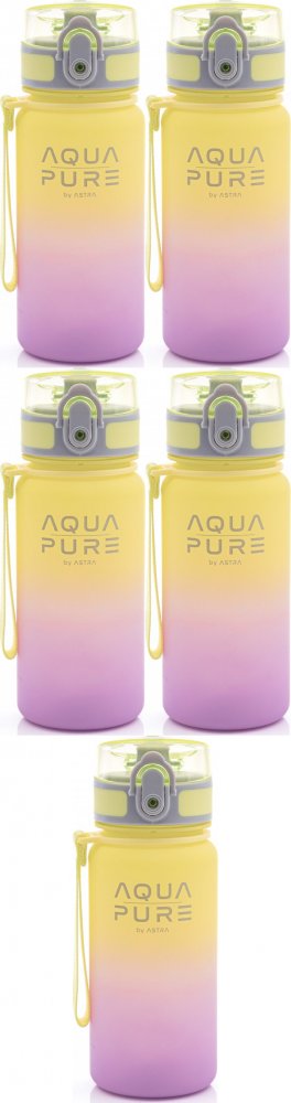 5x Bidon Astra Aqua Pure, tritan, 400ml, żółto-lawendowy