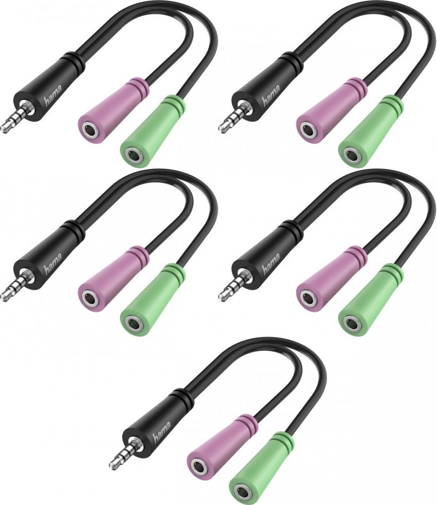 5x Adapter Hama, 3.5mm jack 4PIN - 2x 3.5mm jack